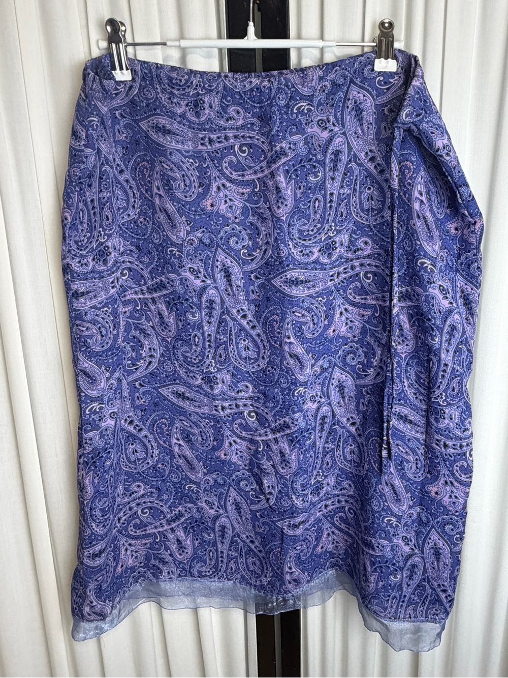 Vintage Kathie Lee Purple Paisley Women’s adjustable tie waist knee length Skirt